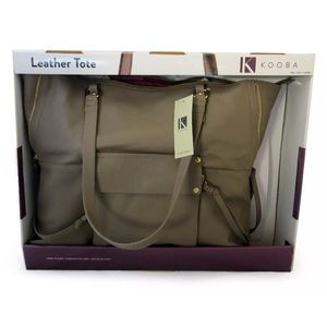 KOOBA Taupe Genuine Leather Tote Shoulder Bag